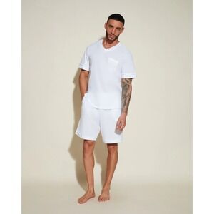 Cosabella Mens Bella Pima Cotton Modal V-Neck Pajama Short Set White NWT Large